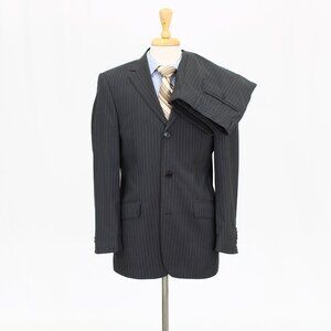 Sarar 38S 32x29 Gray Striped 3-Button Suit R359